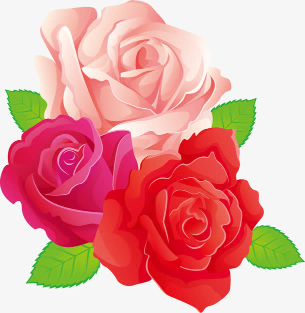 红色手绘花朵免抠