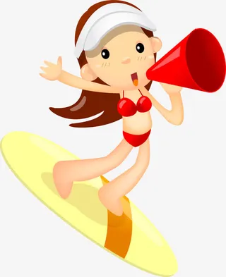 手绘戴帽子的游泳馆游泳人物免抠