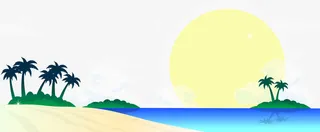 夜晚海滩风景矢量免抠