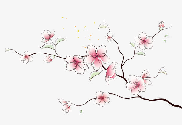 水墨桃花免抠