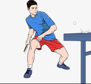手绘风奥运打乒乓球的人免抠