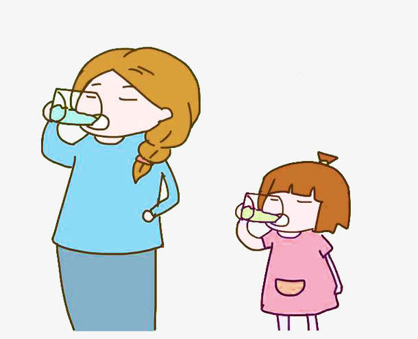 妈妈和宝宝喝水图片素材免抠