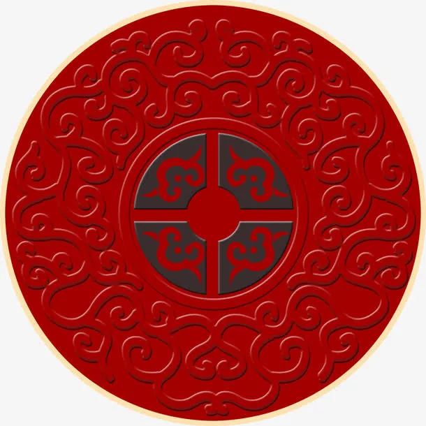 红色中国风 底纹免抠
