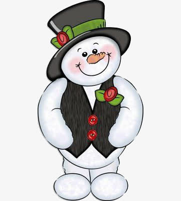 卡通手绘穿着马甲的雪人免抠