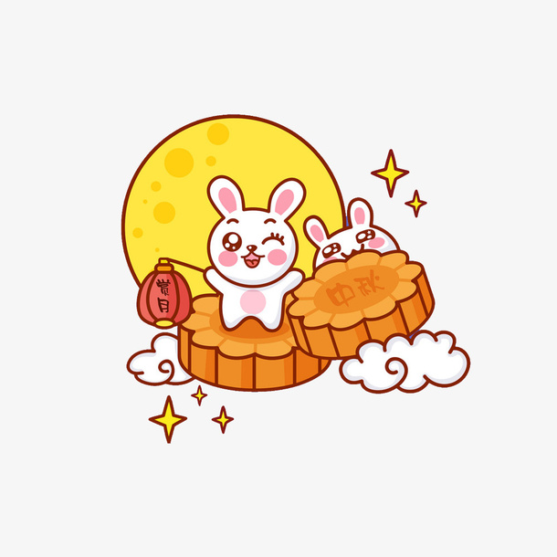 卡通可爱中秋节插画设计免抠