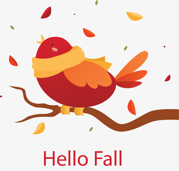你好秋天树枝小鸟免抠