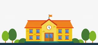 卡通橙色学校矢量图免抠