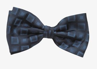 深蓝色高贵渐变格子西装领结实物免抠