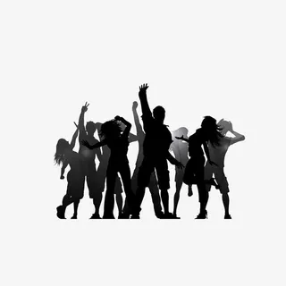 黑色渐变狂欢的人群剪影免抠