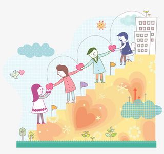 手绘团结主题插画免抠