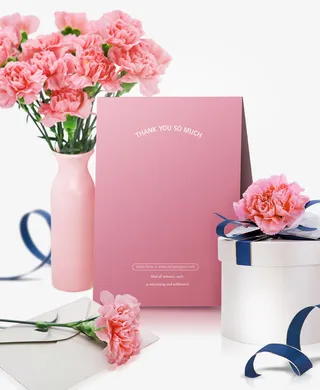 卡通手绘花朵与礼盒免抠