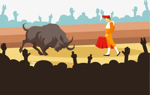 表演斗牛杂技免抠