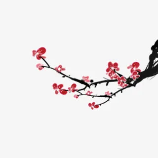漂浮手绘梅花免抠