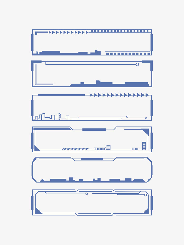 蓝色几何科技感文本框免抠