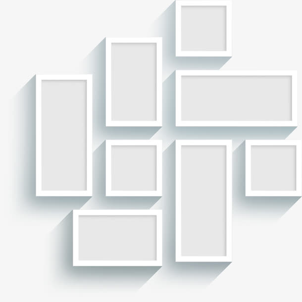 白色简约方框背景免抠