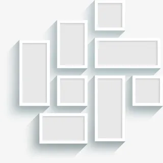 白色简约方框背景免抠