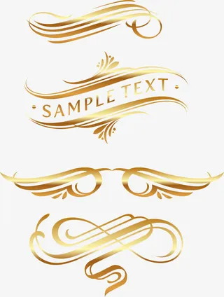 矢量曲线奢华标签免抠