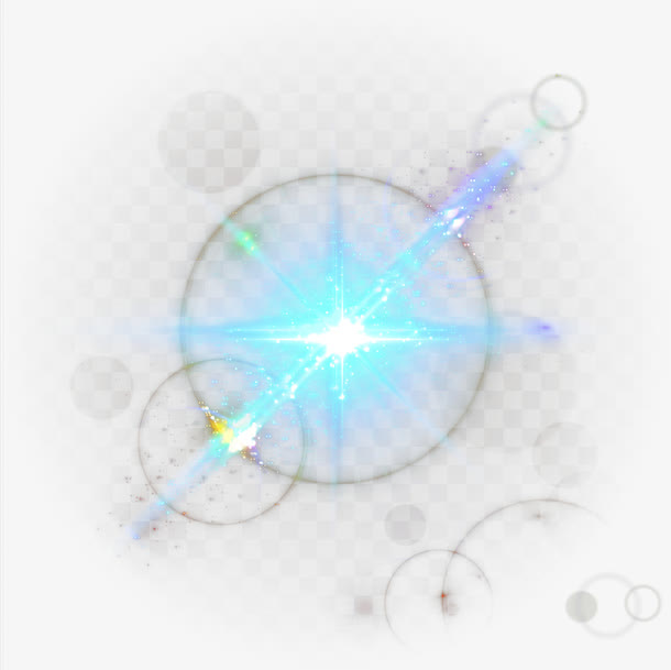蓝色星芒光源矢量免抠
