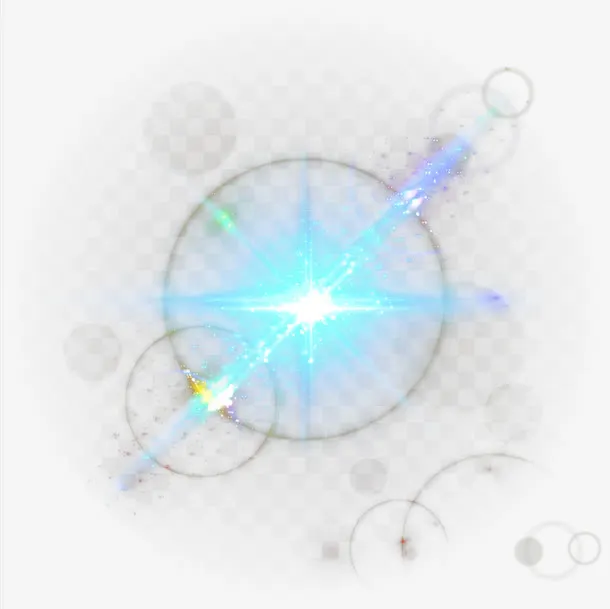 蓝色星芒光源矢量免抠