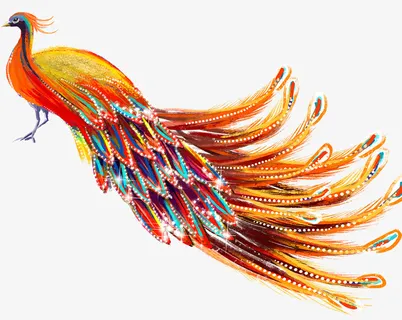 国潮手绘孔雀免抠