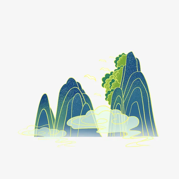 中国风山水云朵免抠