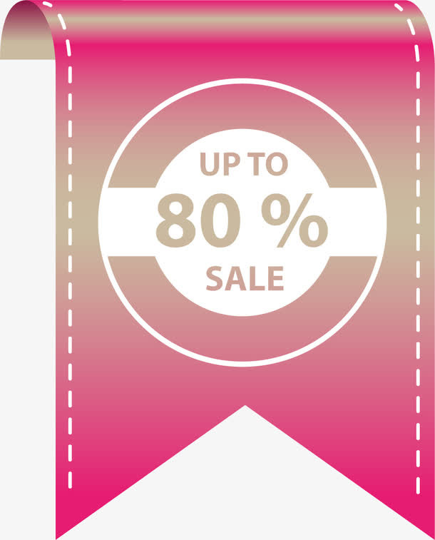 八折封顶旗子标签免抠