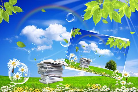 蓝天白云草地背景素材高清 蓝天白云草地背景素材高清