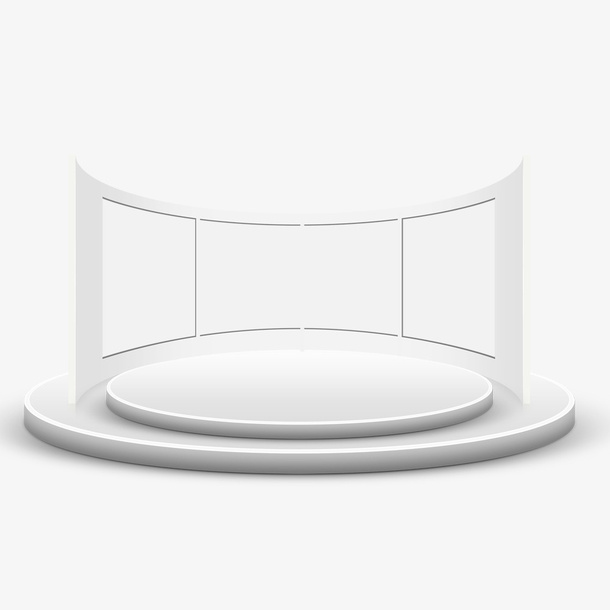白色立体组合汽车展示舞台免抠