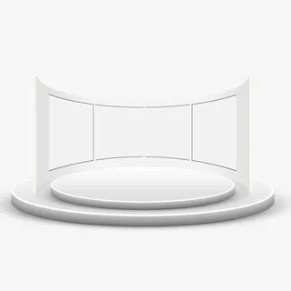 白色立体组合汽车展示舞台免抠