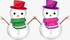 卡通雪人情侣素材免抠