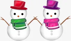 卡通雪人情侣素材免抠