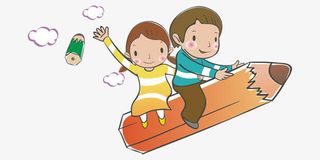 卡通可爱手绘小朋友铅笔免抠