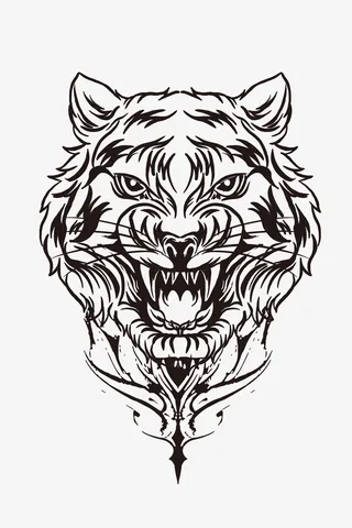 线条老虎线条免抠