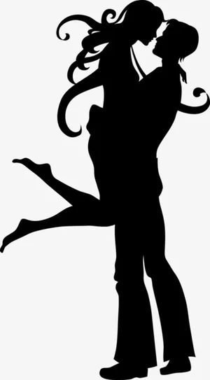 黑色情侣剪影素材免抠