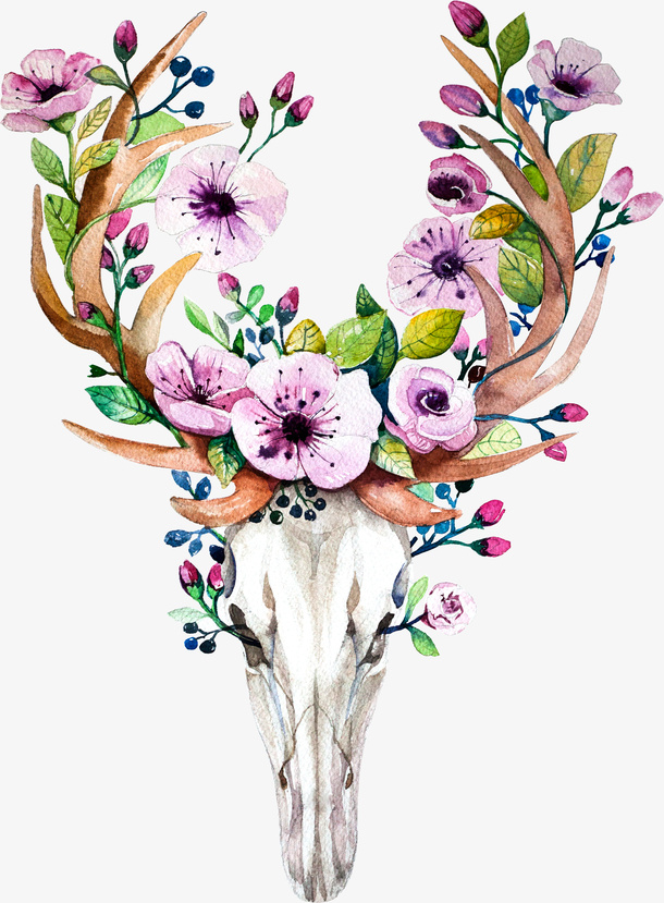 水彩麋鹿免抠