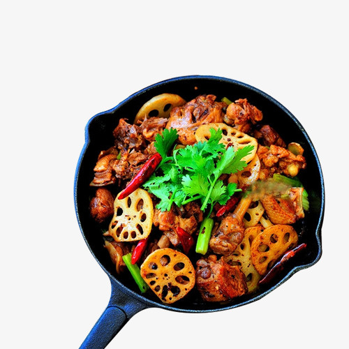 香菜莲藕干锅鸭食品餐饮免抠