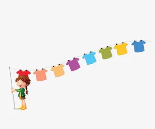 拿着衣杆的女孩免抠