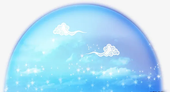 祥云圆月图片素材免抠