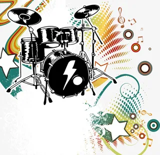 手绘装饰插图架子鼓免抠