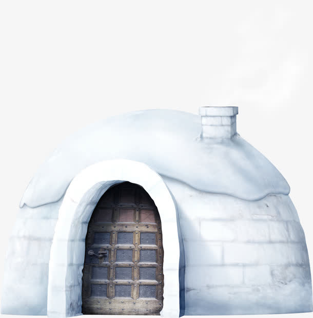 手绘冬季房屋雪景免抠