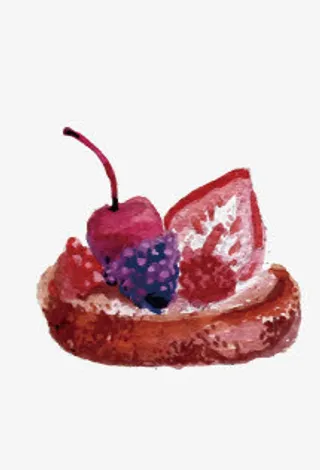 草莓蛋糕甜点手绘免抠