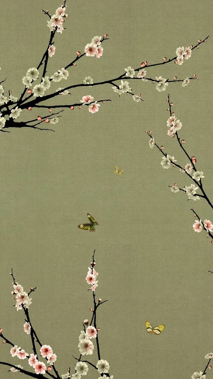 简约树枝花卉H5背景高清