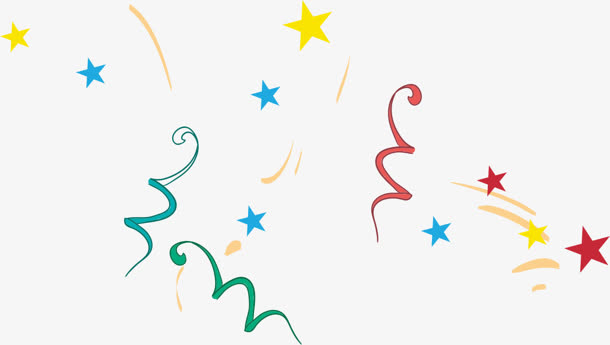 卡通彩带漂浮星星免抠