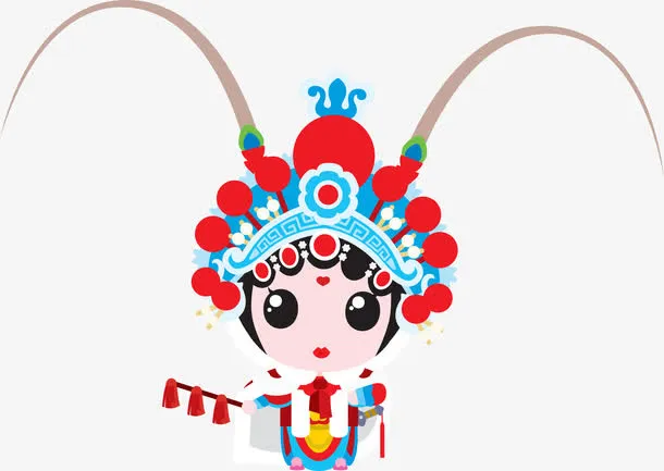 穆桂英国粹京剧Q版插画免抠