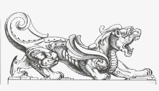 麒麟雕塑手绘免抠