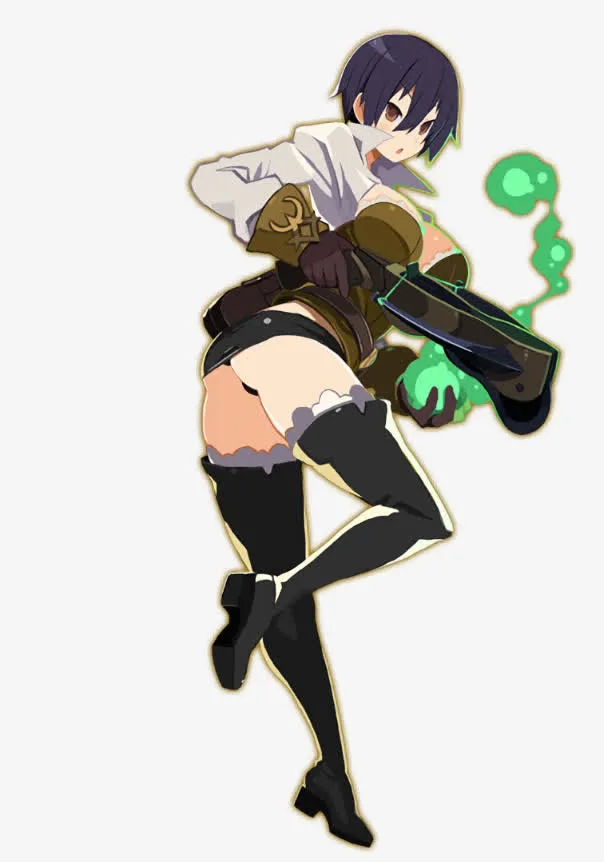 绿色光效武器美女免抠
