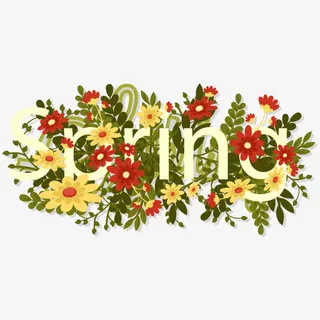 春季花卉艺术字矢量素材免抠