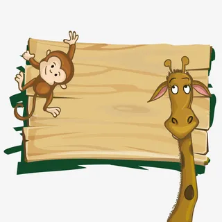 手绘动物木板矢量图免抠