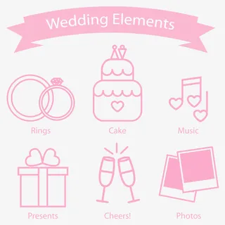 简洁粉色婚礼元素图标矢量素材免抠