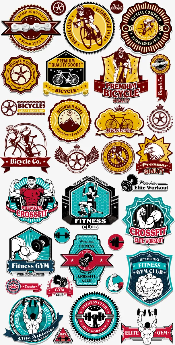 复古运动标签矢量素材免抠